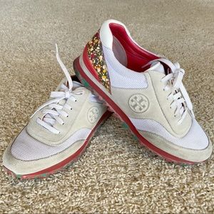 Tory Burch White Festival Sawtooth Logo Sneakers
